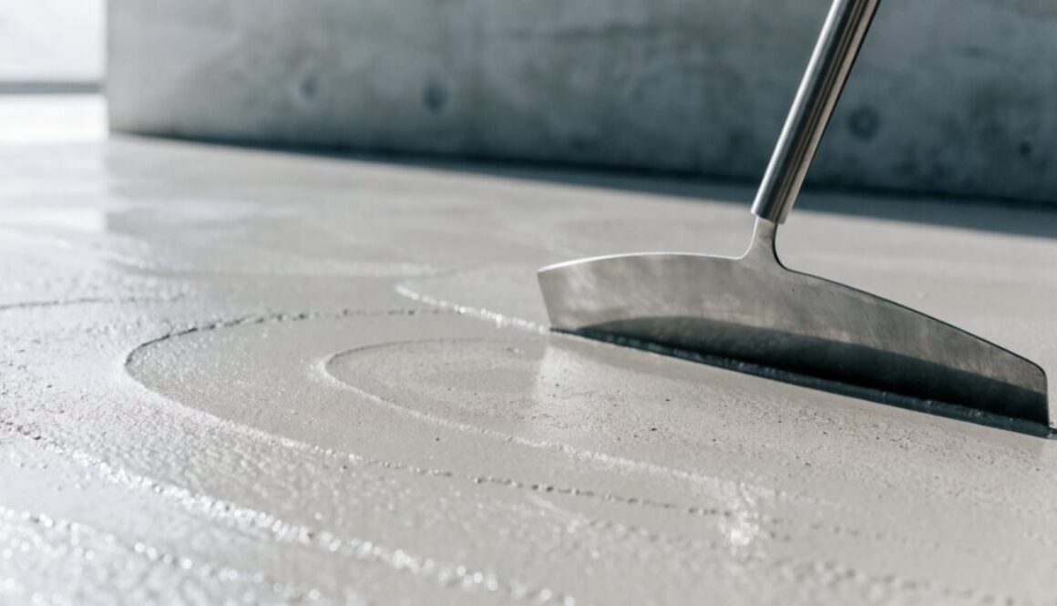 Frischer Beton wird geglättet – Beton richtig verarbeiten und aushärten