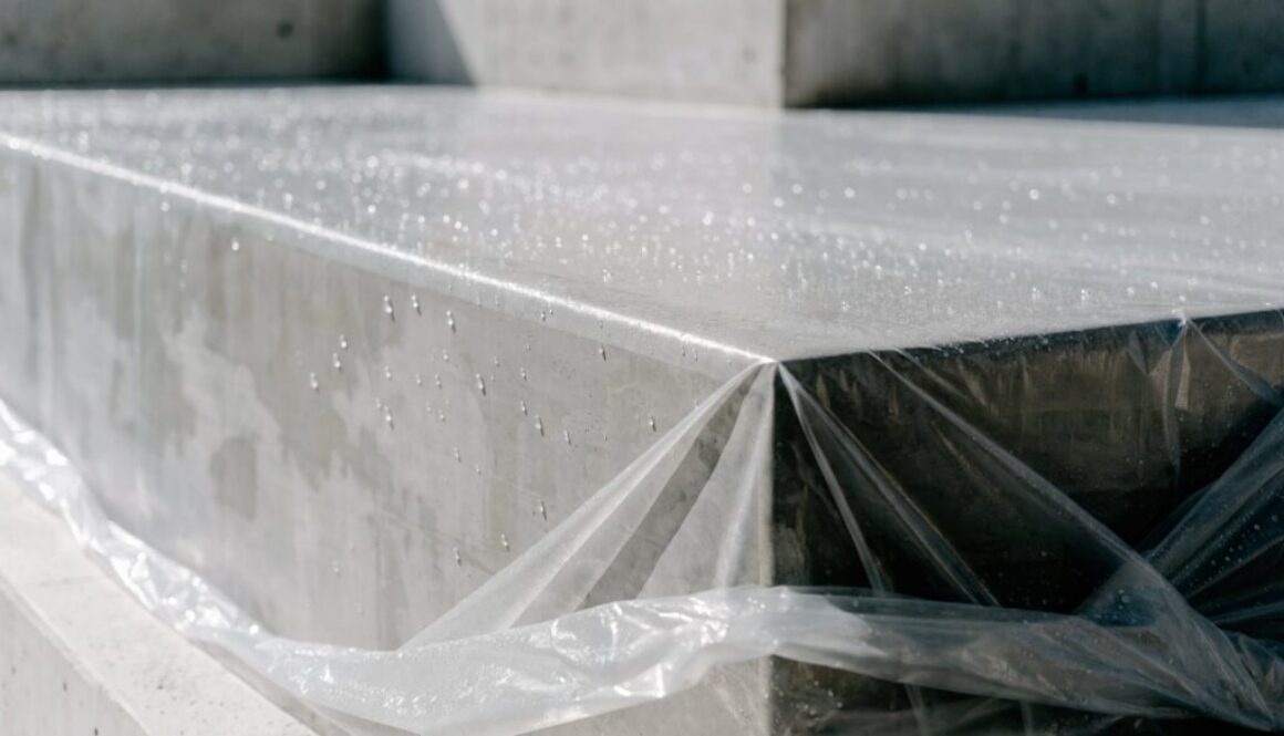 Frischer Beton vor Nässe geschützt – Betonieren bei Regen