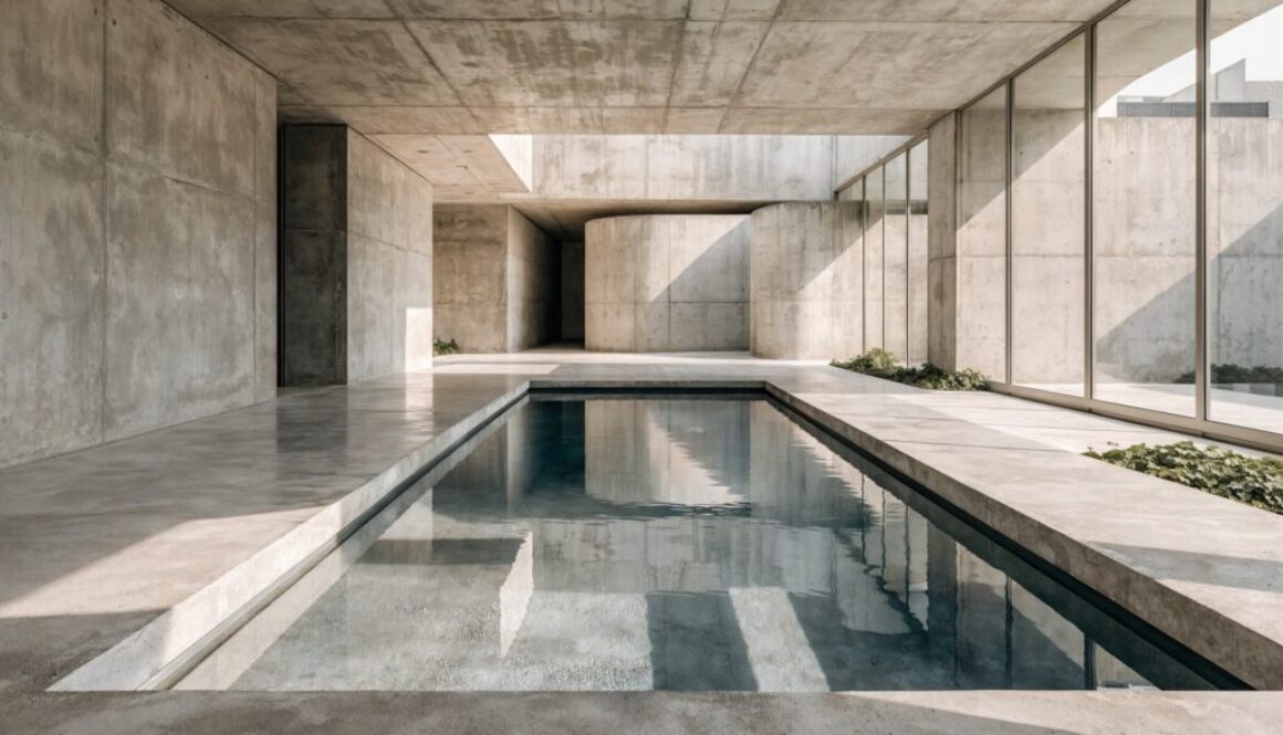 Moderner Sichtbeton-Pool aus glattem Beton – Sichtbeton-Pool
