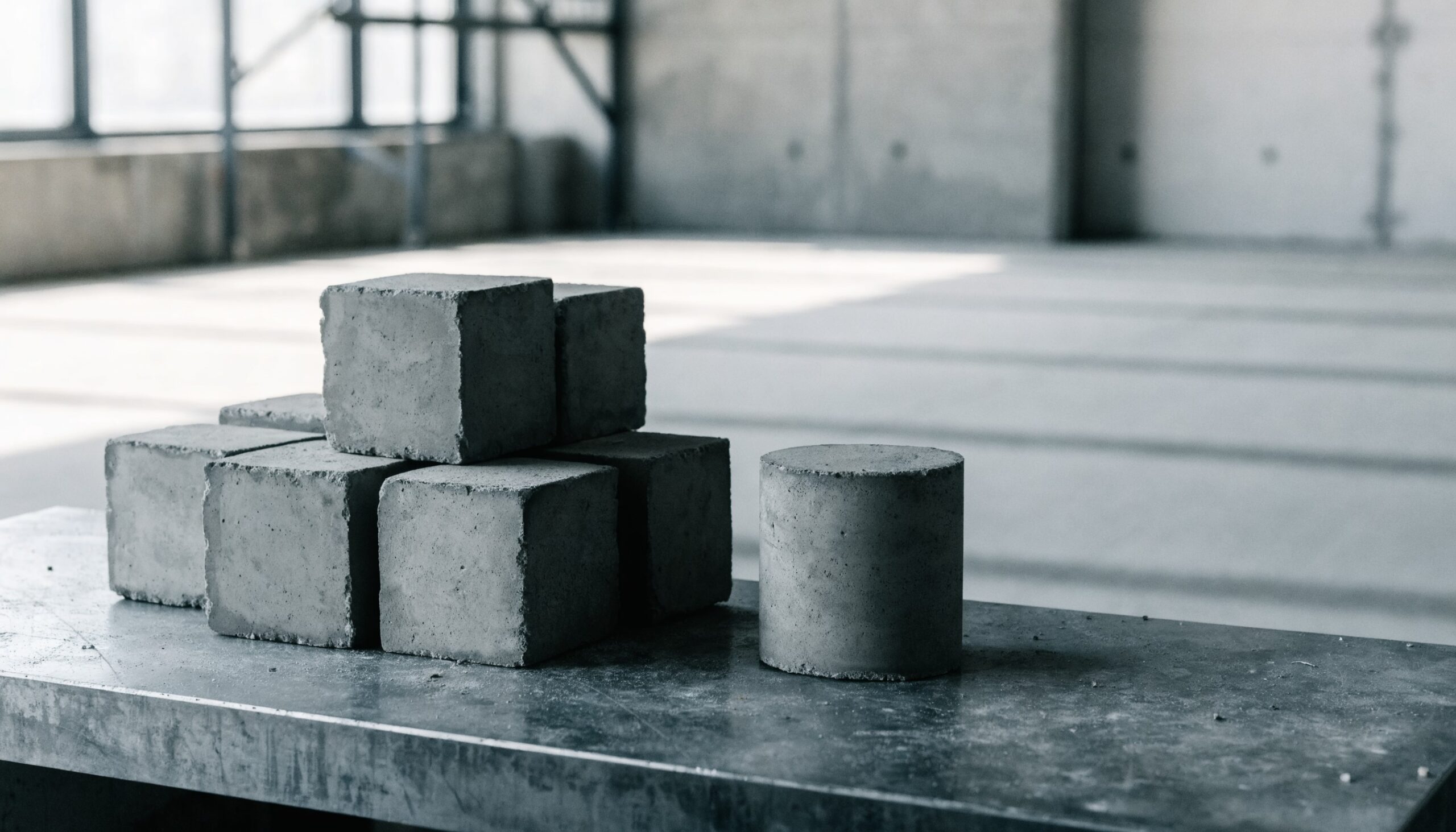 Betonwürfel und Betonzylinder als Probekörper für die Prüfung der Beton Güteklassen